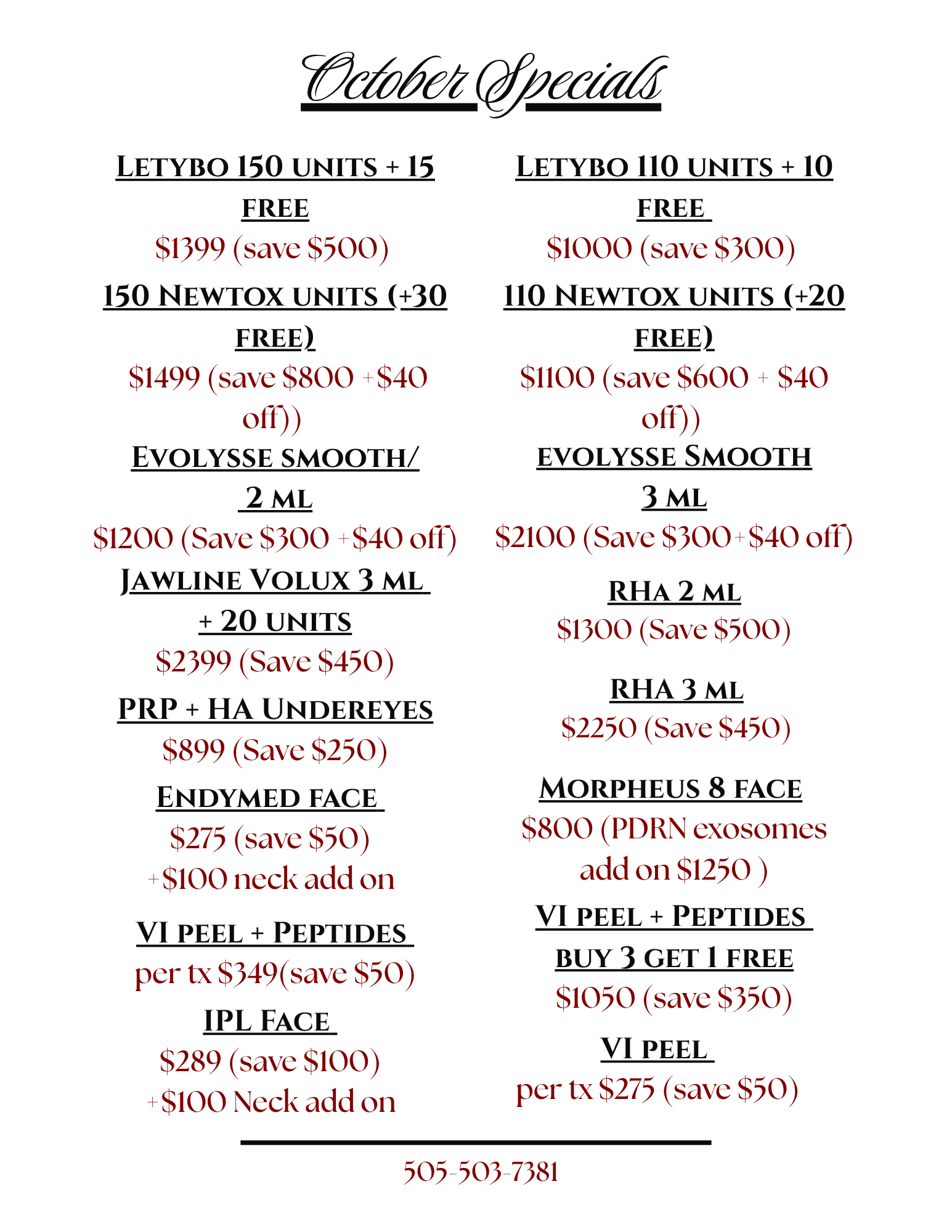 October Specials